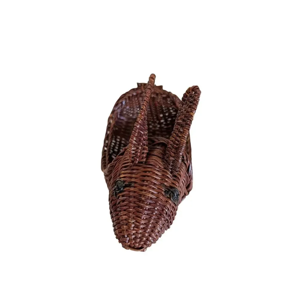 Vintage Avon Wicker Menagerie Rabbit Basket 1986 Brown Cottagecore Farm Holiday